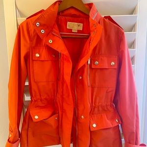 Michael Kors Anorak Utility High Neck Orange Coat Women’s PM Bright Windbreaker
